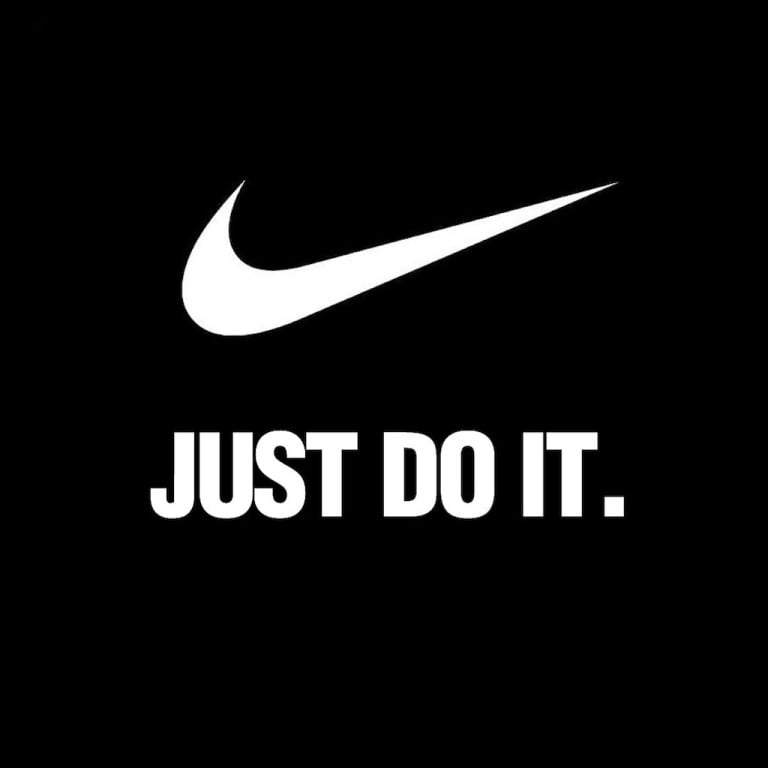 Nike logo with "Just Do It" slogan emphasizing motivation and action in fitness.